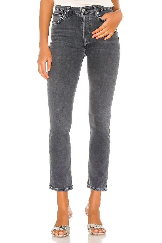 Charlotte High Rise Straight Jean In Grayscale