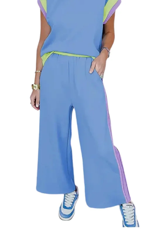 Sporty Scuba Pants In Pale Blue