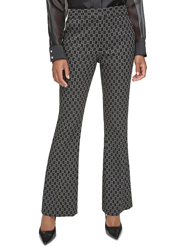 Womens Printed High Rise Flared Pants